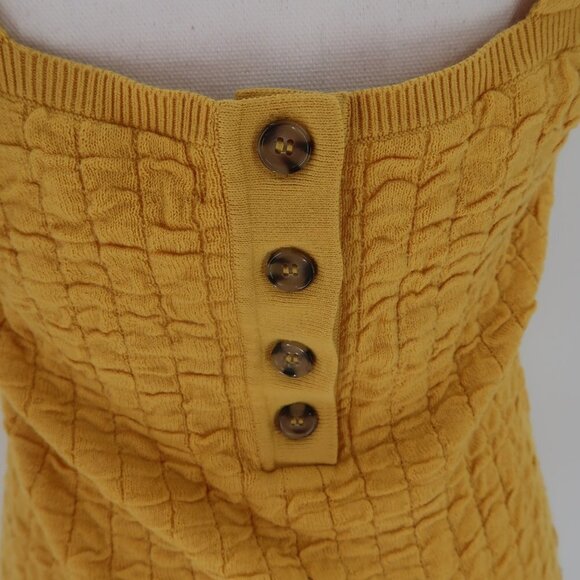 Free People Beach Mustard Yellow Dress with Button Back Detail Size Medium - Picture 6 of 6